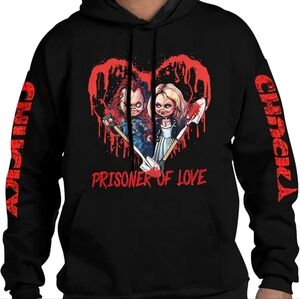 Chucky Hoodie Long Sleeves Horror Movie Graphic Print Sweatshirt Black Pullover